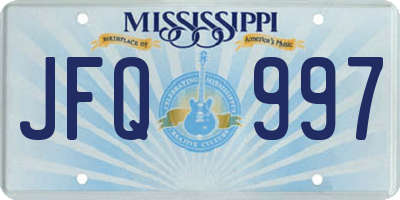 MS license plate JFQ997