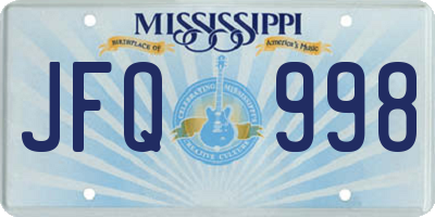 MS license plate JFQ998