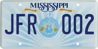 MS license plate JFR002
