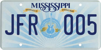 MS license plate JFR005