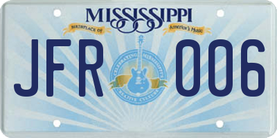 MS license plate JFR006
