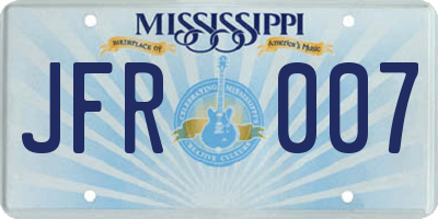 MS license plate JFR007