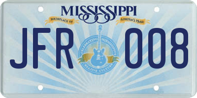 MS license plate JFR008