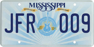 MS license plate JFR009