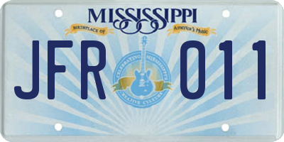 MS license plate JFR011