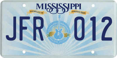 MS license plate JFR012