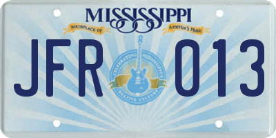 MS license plate JFR013