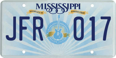 MS license plate JFR017