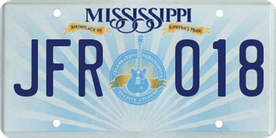MS license plate JFR018