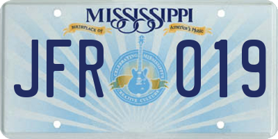 MS license plate JFR019