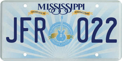 MS license plate JFR022