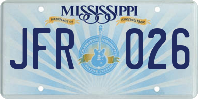MS license plate JFR026