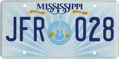 MS license plate JFR028