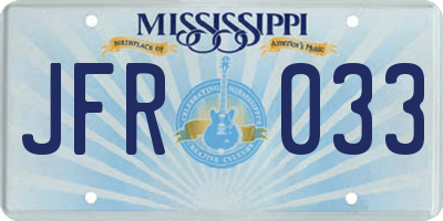 MS license plate JFR033