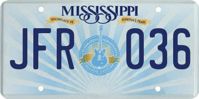 MS license plate JFR036