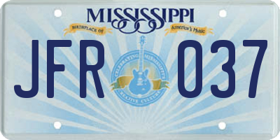 MS license plate JFR037