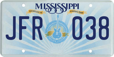 MS license plate JFR038