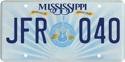 MS license plate JFR040