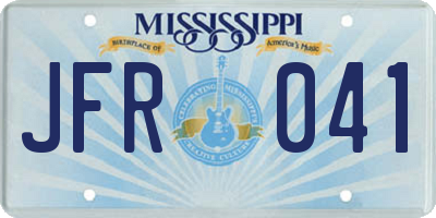 MS license plate JFR041