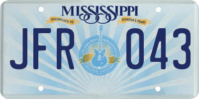 MS license plate JFR043