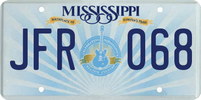 MS license plate JFR068