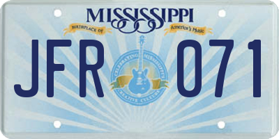 MS license plate JFR071