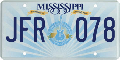 MS license plate JFR078