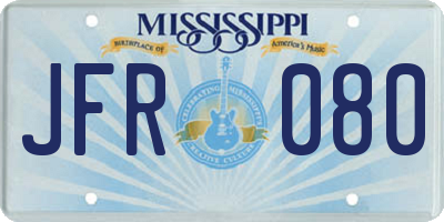 MS license plate JFR080
