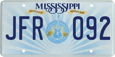 MS license plate JFR092