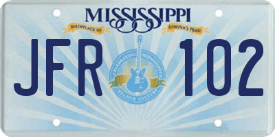 MS license plate JFR102