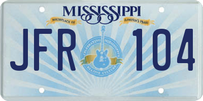 MS license plate JFR104