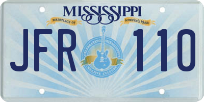 MS license plate JFR110