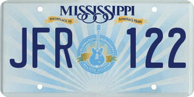 MS license plate JFR122