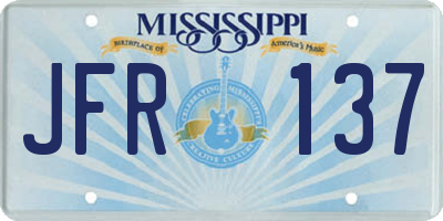 MS license plate JFR137