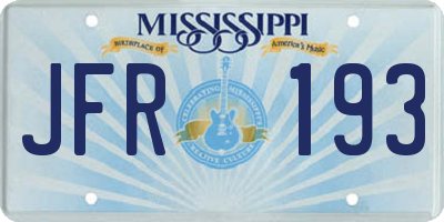 MS license plate JFR193