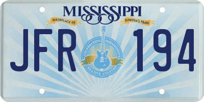 MS license plate JFR194