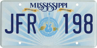 MS license plate JFR198