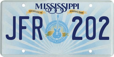 MS license plate JFR202