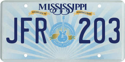 MS license plate JFR203