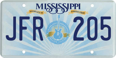 MS license plate JFR205
