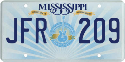 MS license plate JFR209