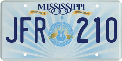 MS license plate JFR210