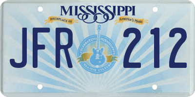 MS license plate JFR212