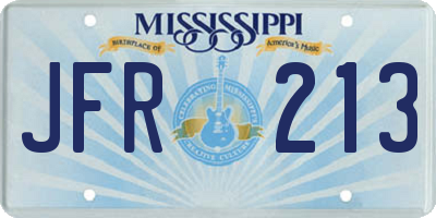 MS license plate JFR213
