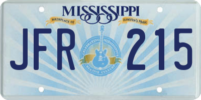 MS license plate JFR215