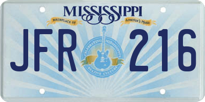 MS license plate JFR216