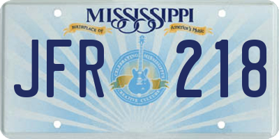 MS license plate JFR218