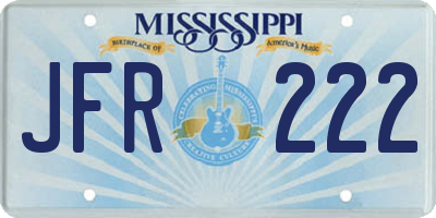 MS license plate JFR222