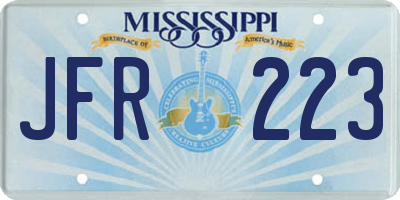 MS license plate JFR223