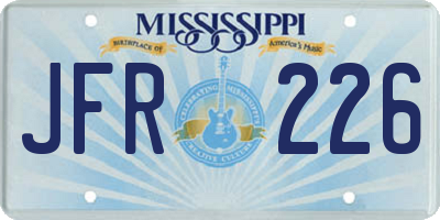 MS license plate JFR226